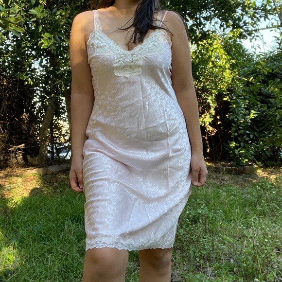Vintage printed lace trim slip - Picture 1 of 2